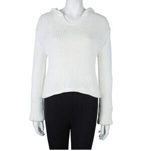 T Alexander Wang White Knit Cropped Hoodie Small